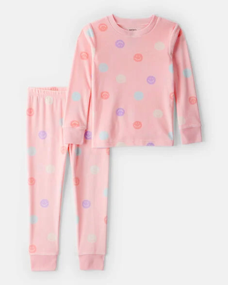 Carter's Toddler Girls Girl Smiley Face Print DreamPlush Long-Sleeve Snug Fit 2-Piece Pajamas - Pink 2T Pink | Carter's Inc