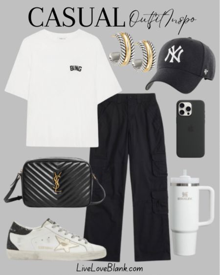 Casual outfit idea
Cargo pants graphic t shirt
Golden goose sneakers
Stanley cup
David Yurman earrings
YSL bag
Travel outfit idea 
Everyday style 
#ltku


#LTKSeasonal #LTKstyletip #LTKover40