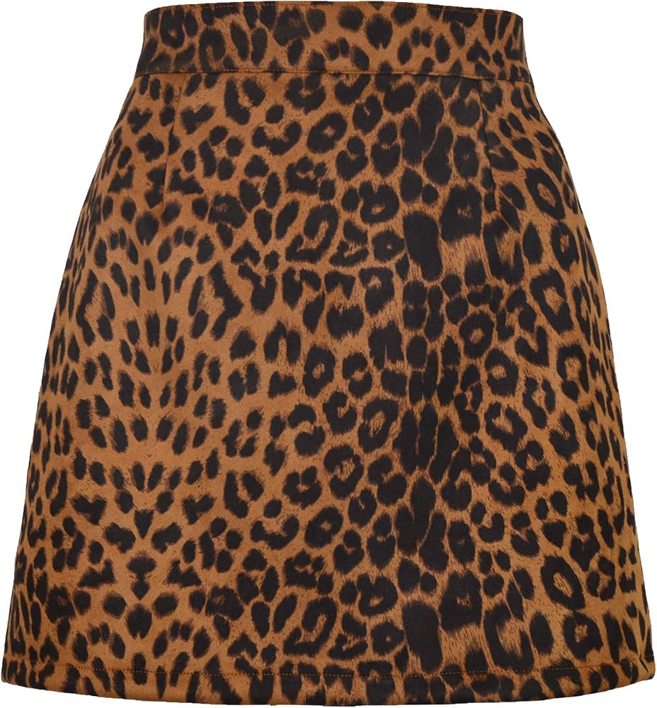 Daysskk High Waisted Skirts for Women Faux Suede Side Split Mini Skirt | Amazon (US)