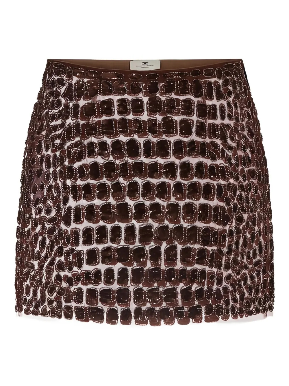 Elisabetta Franchi crocodile-effect Embroidered Mini Skirt | Brown | FARFETCH | Farfetch Global