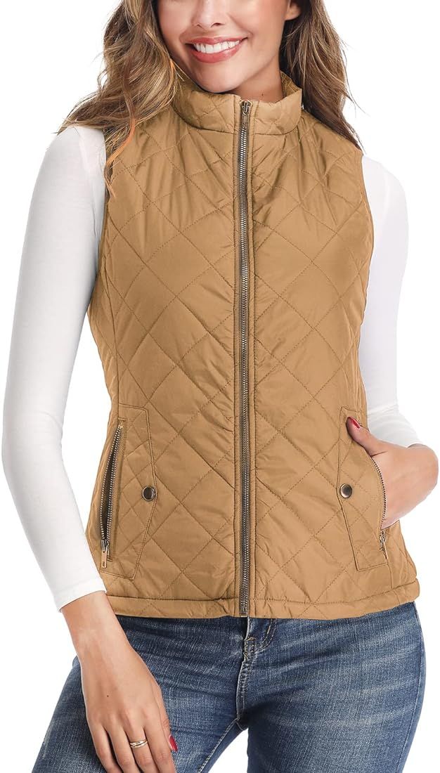 Women's Outwear Vest - Stand Collar Lightweight Zip Quilted Vest for Women | Amazon (US)