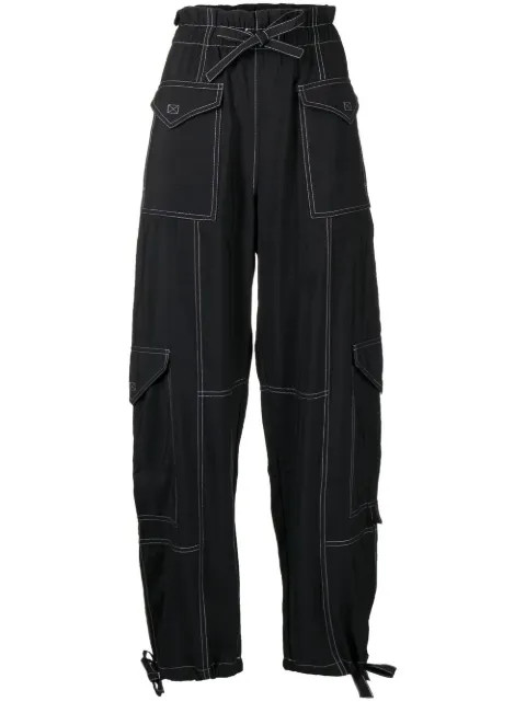 GANNI Pantalon Slub Fuselé à Poches Cargo - Farfetch | Farfetch Global