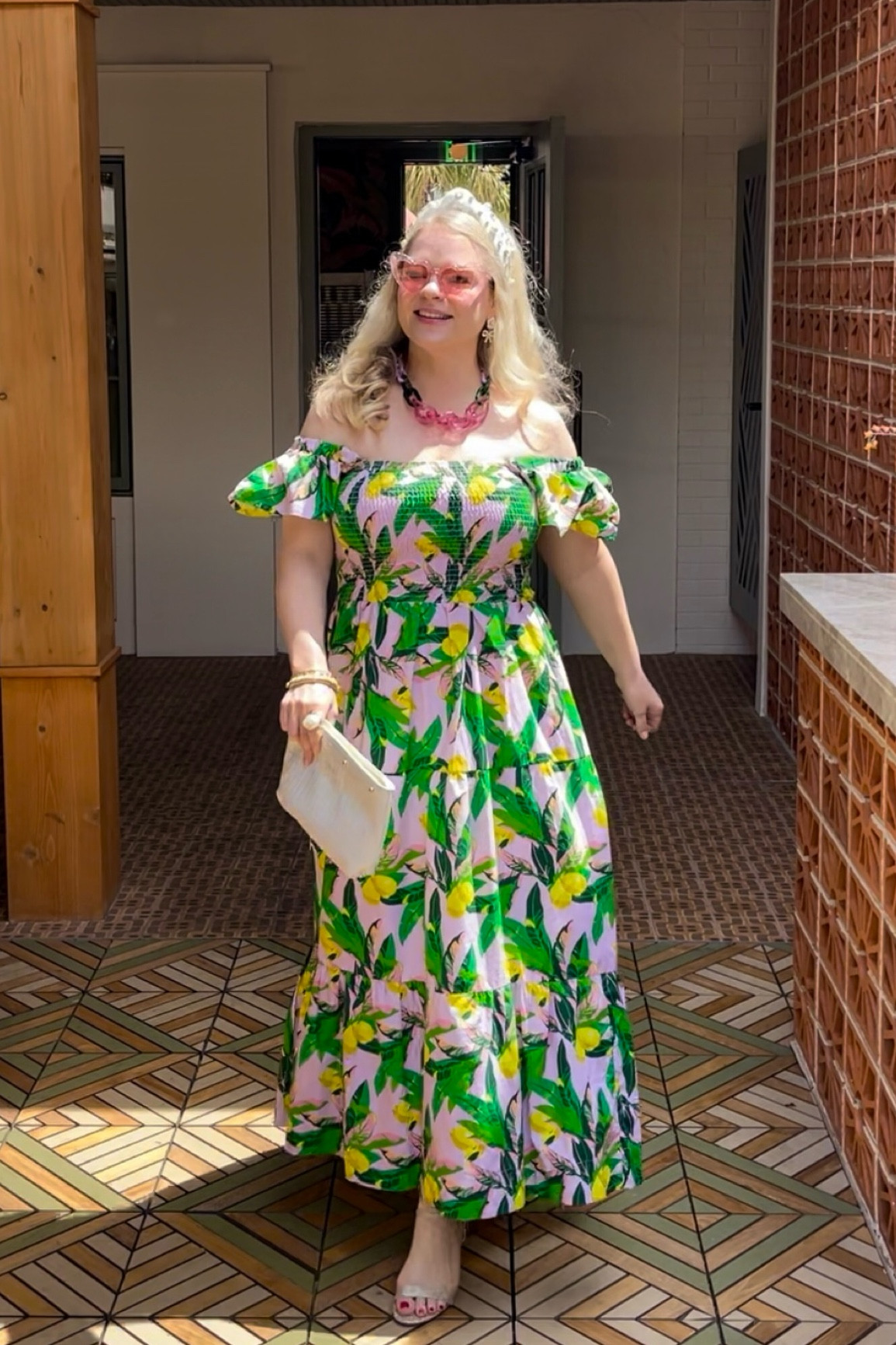 Spring summer off the shoulder dress. This one is sold out, but I found a similar one. Cotton dress.

#LTKover40