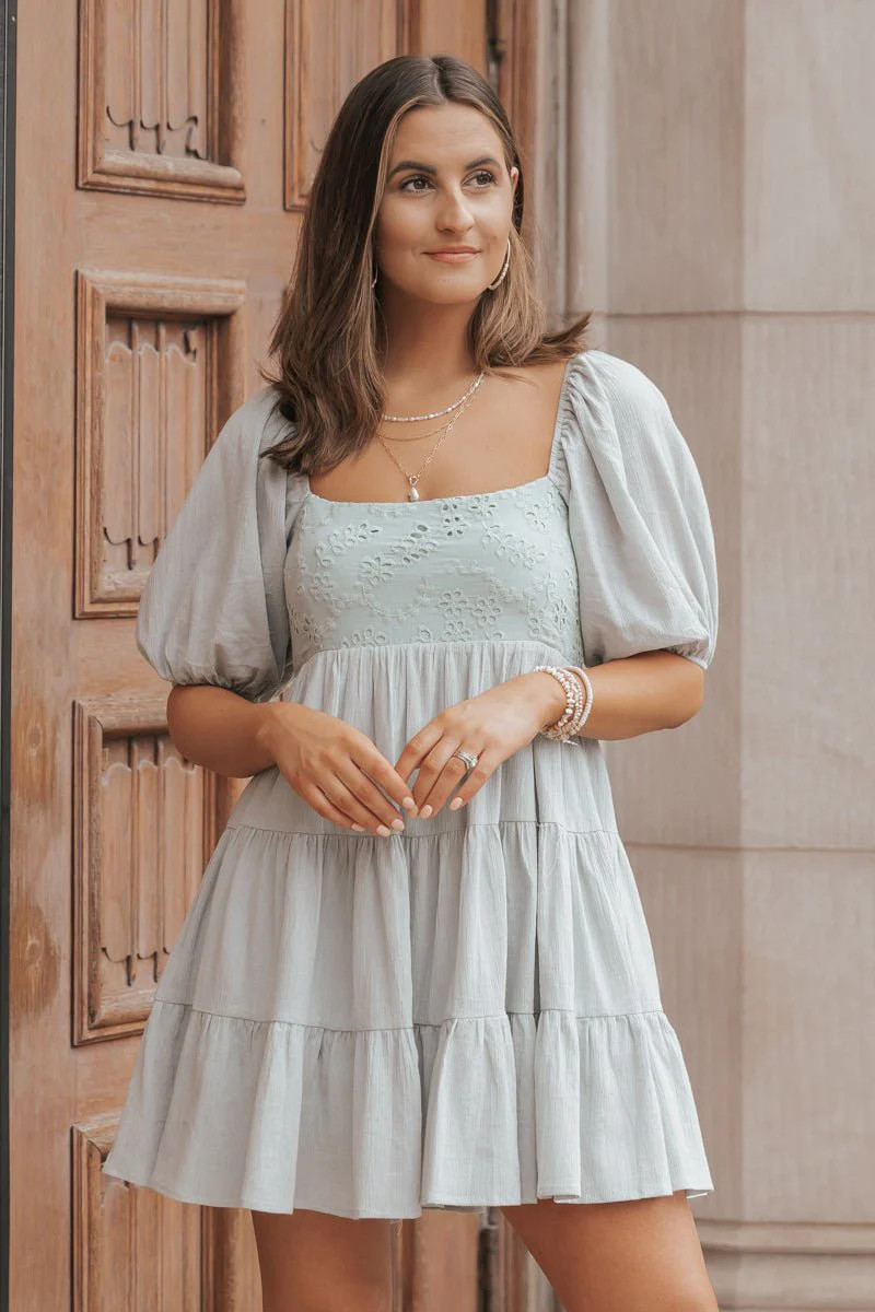 Pale Mint Babydoll Mini Dress - FINAL SALE | Magnolia Boutique