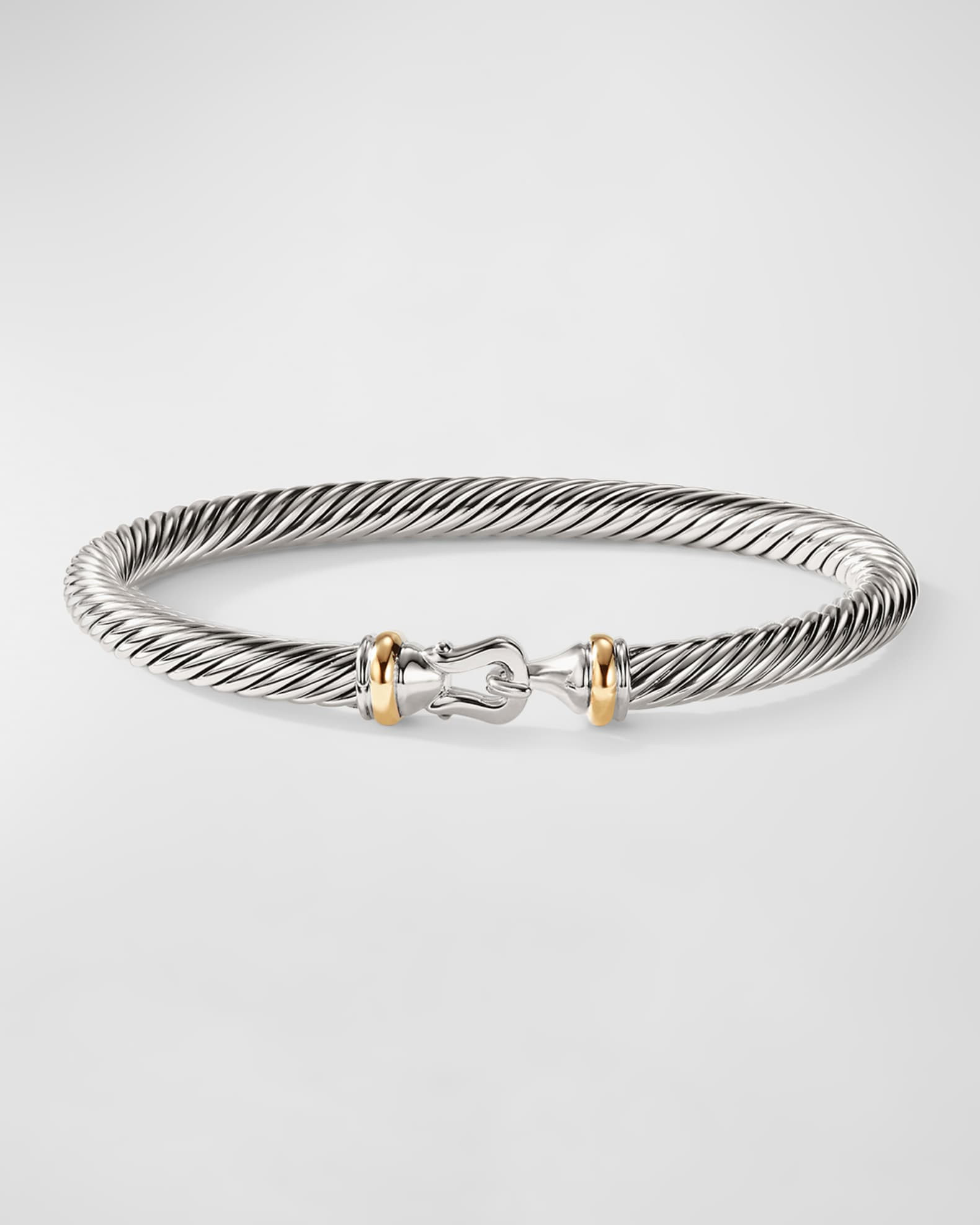 David Yurman Cable Buckle Bracelet in Silver with 18K Gold, 5mm | Neiman Marcus