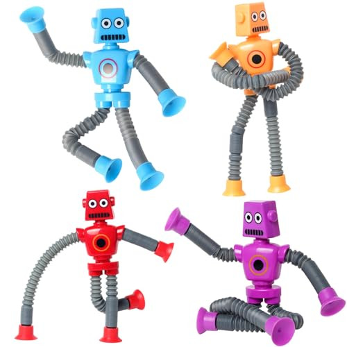 SYSAMA 4 Pcs Telescopic Suction Cup Robot Toy, Coolest Pop Tubes Sensory Toys for Toddlers, Educational Fidget Toys Robot Party Favors for Anxiety Kids for 3-9 Year Old Boys Girls | Amazon (US)
