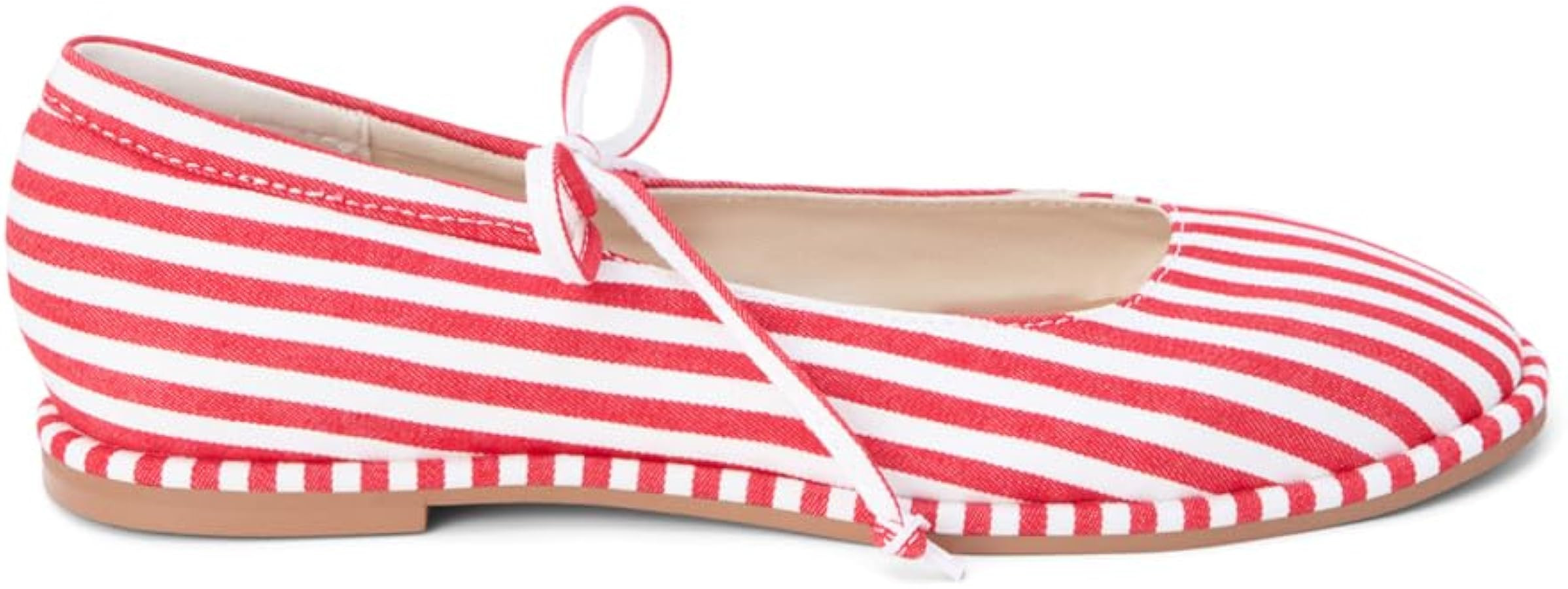 Coconuts by Matisse Womens Gerry Striped Mary Jane Ballet Flats Casual - Red, White | Amazon (US)