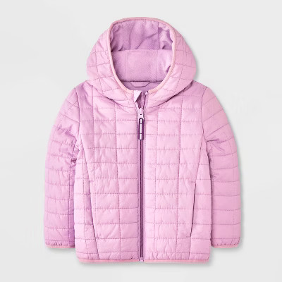 Toddler Girls' Value Hooded Puffer Jacket - Cat & Jack™ Mauve | Target