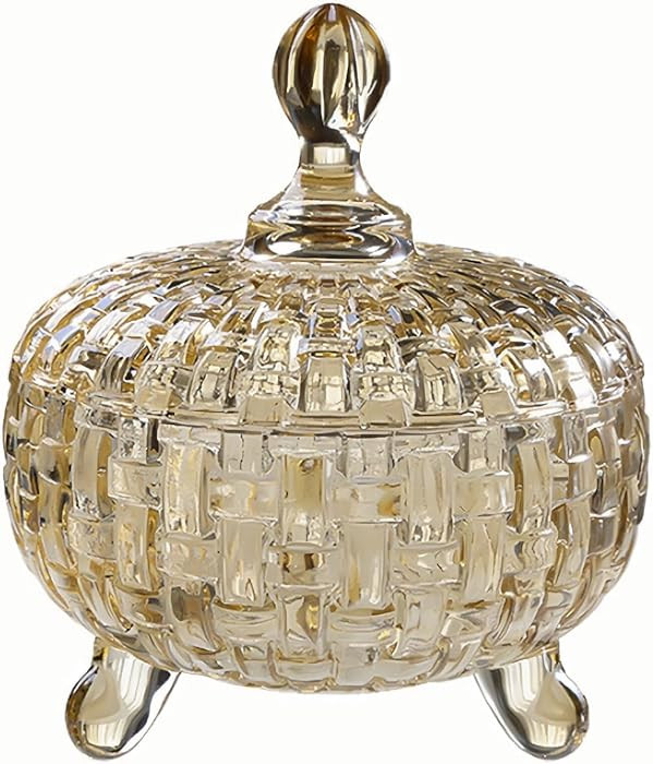 Crystal Glass Candy Jar with Lid,Weave Decorative Candy Bowl,700ml Cookies Nuts Chocolates Fruits... | Amazon (CA)