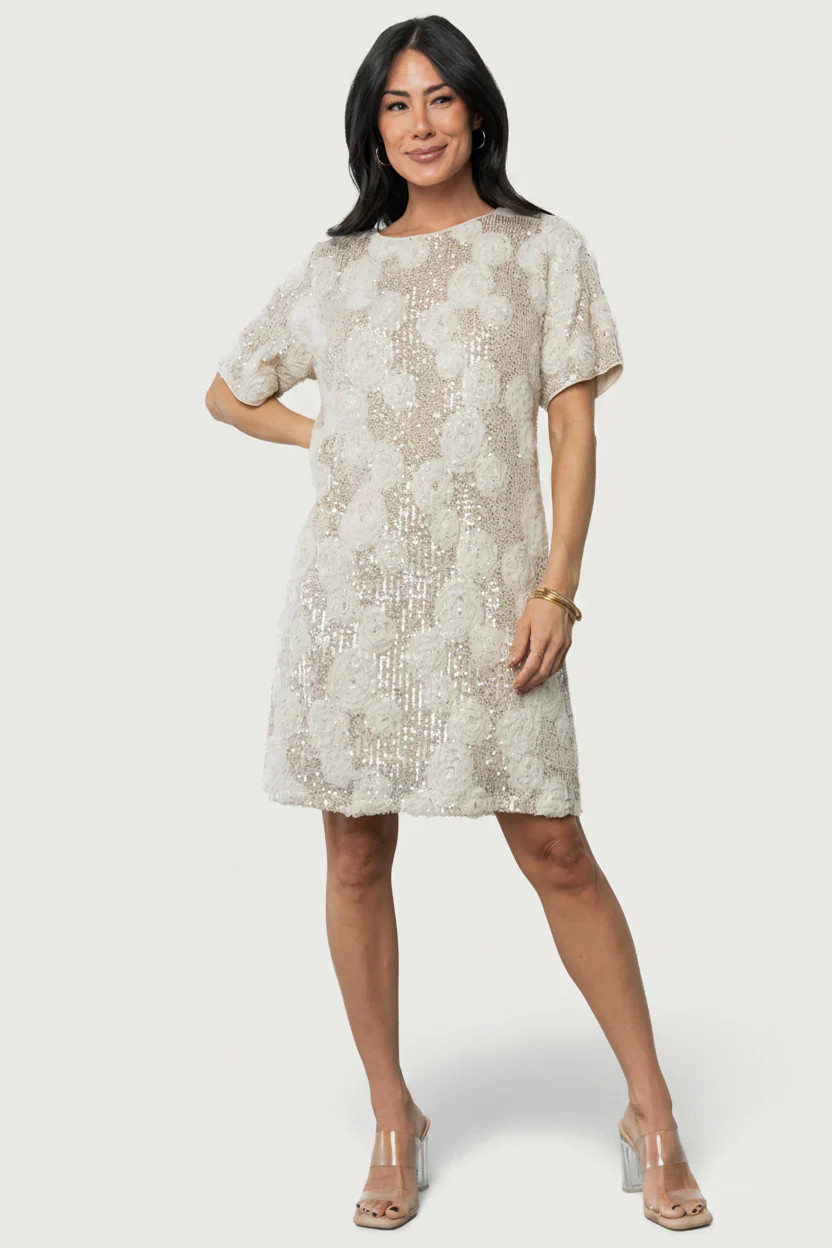 Rhea Sequin Short Dress \u2014 Ivory | Baltic Born | Baltic Born