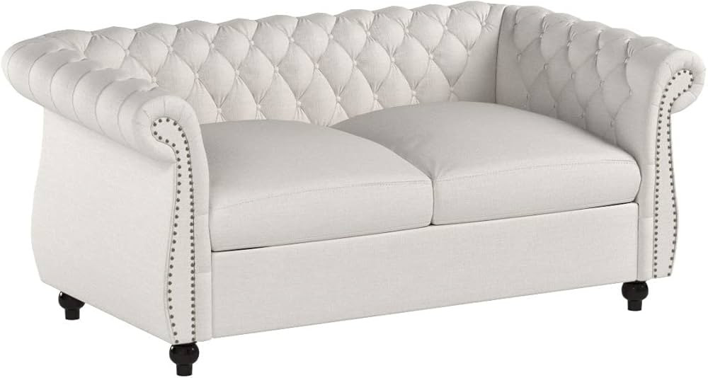 Christopher Knight Home Karen Traditional Chesterfield Loveseat Sofa, Beige and Dark Brown, 61.75... | Amazon (US)