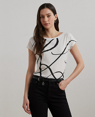 Lauren Ralph Lauren Logo-Print Short-Sleeve Top  - Macy's | Macy's