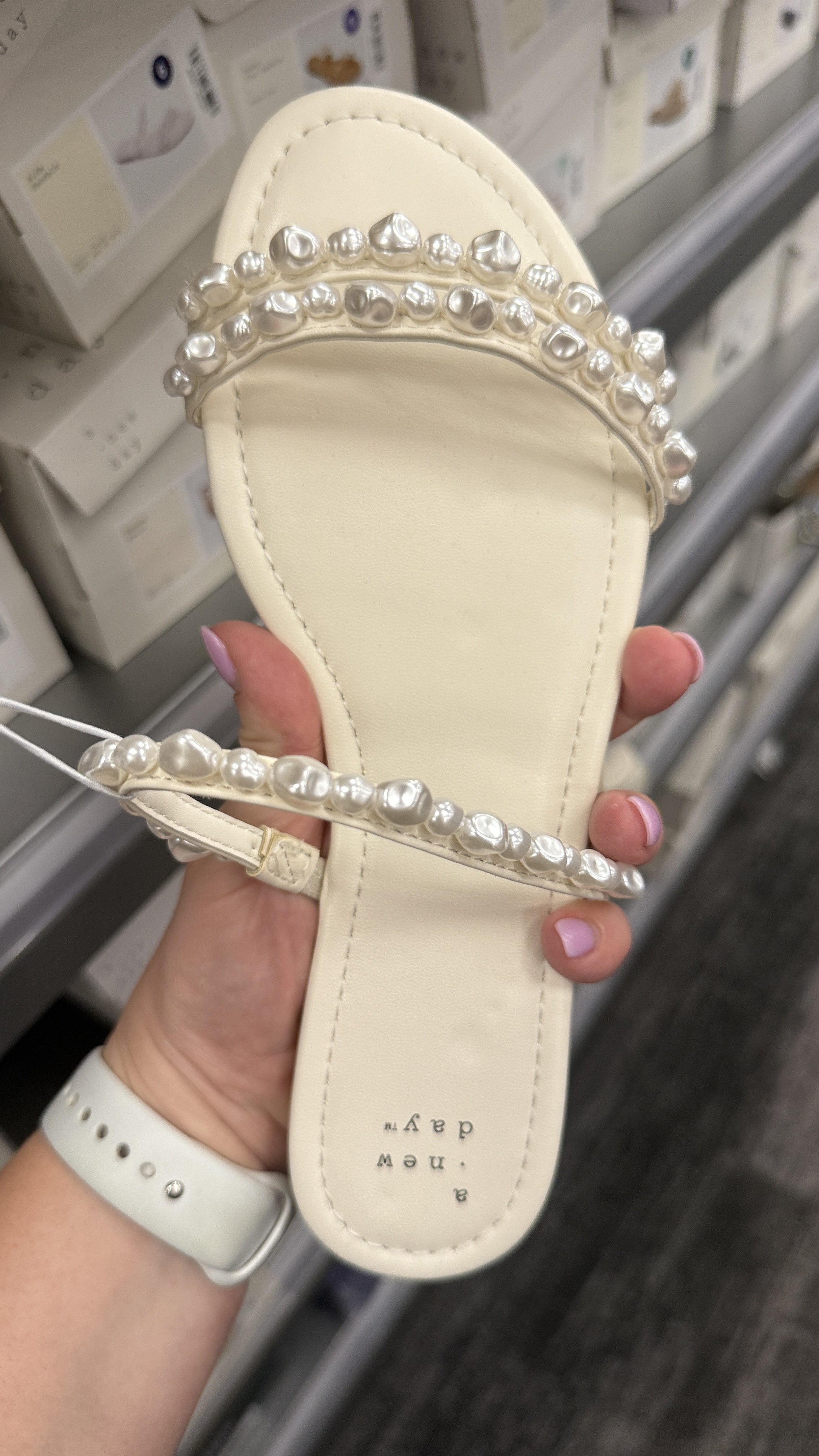 White pearl strap sandal slide on open toe strappy slides

#LTKShoeCrush #LTKMidsize #LTKFindsUnder50