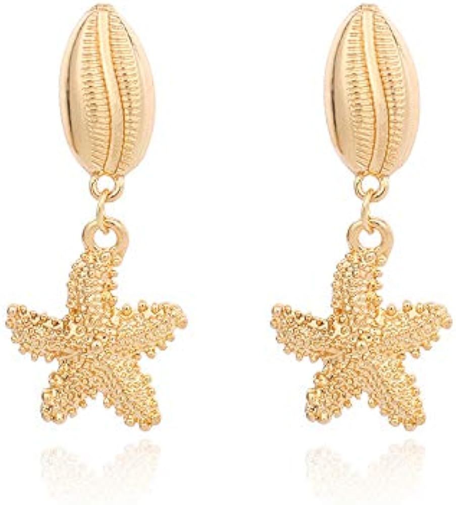 Amazon.com: WOOMOON Ladies Fashion Starfish Stud Earrings Hypoallergenic Stud Earrings Pendant: C... | Amazon (US)