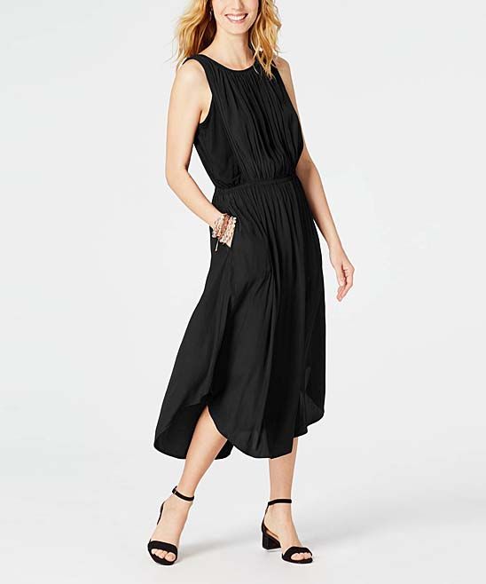 J.Jill Women's Casual Dresses BLACK - Black Shirttail Sleeveless Midi Dress - Women | Zulily