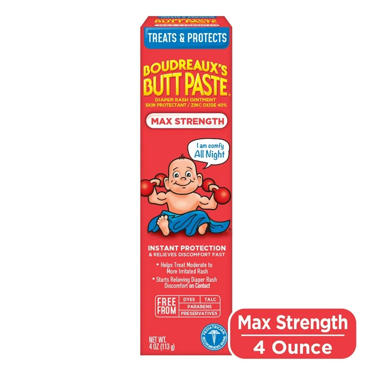 Boudreaux’s Butt Paste Maximum Strength Diaper Rash Paste, 40% Zinc Oxide Skin Protectant, 4 oz... | Walmart (US)