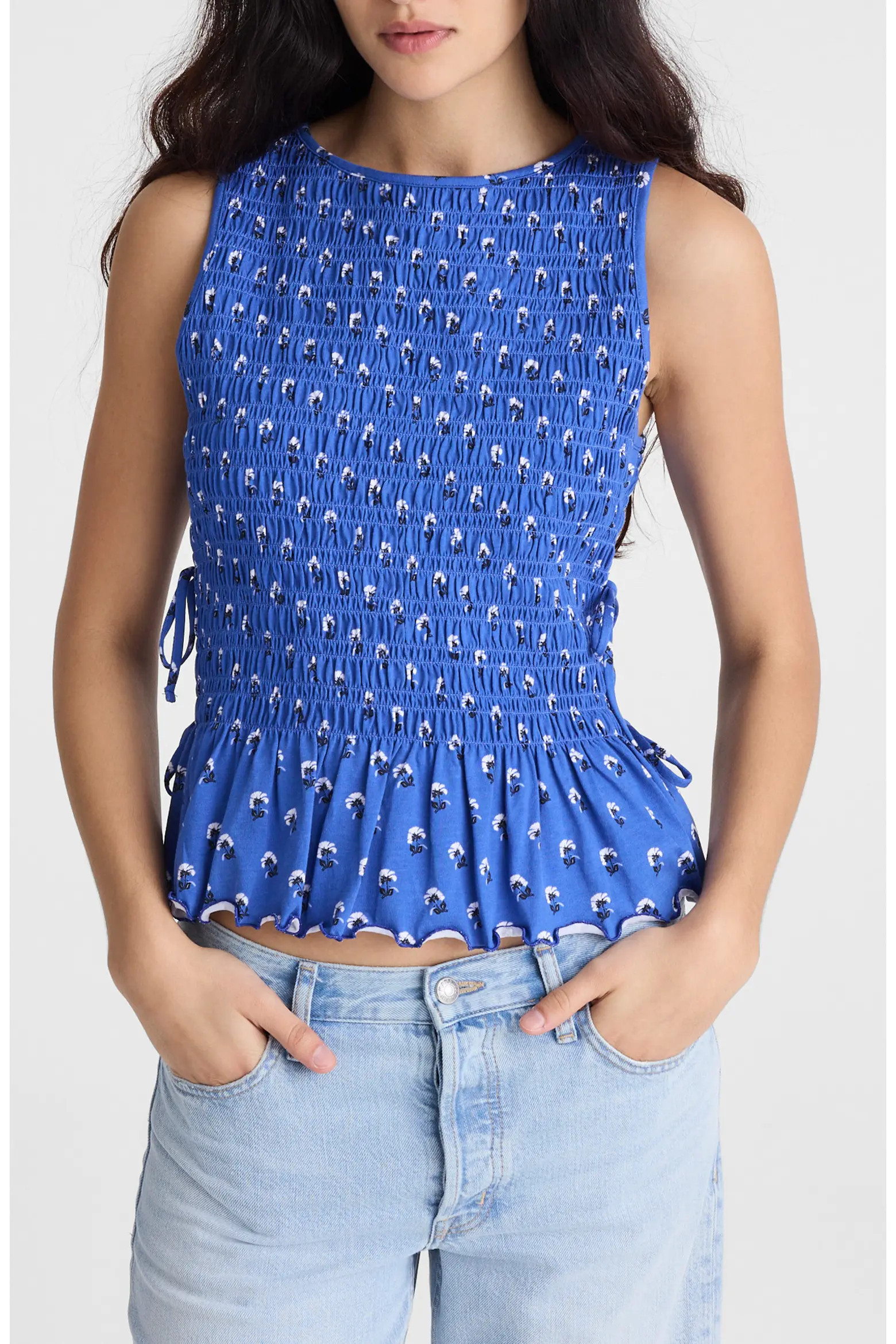 Side Tie Smocked Tank (Women) | Nordstrom | Nordstrom