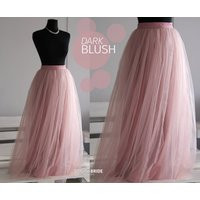 Dark Blush Long Tulle Skirt Casual Floor Length Women's, Pink Bridesmaids Women Skirt, Wedding | Etsy (US)