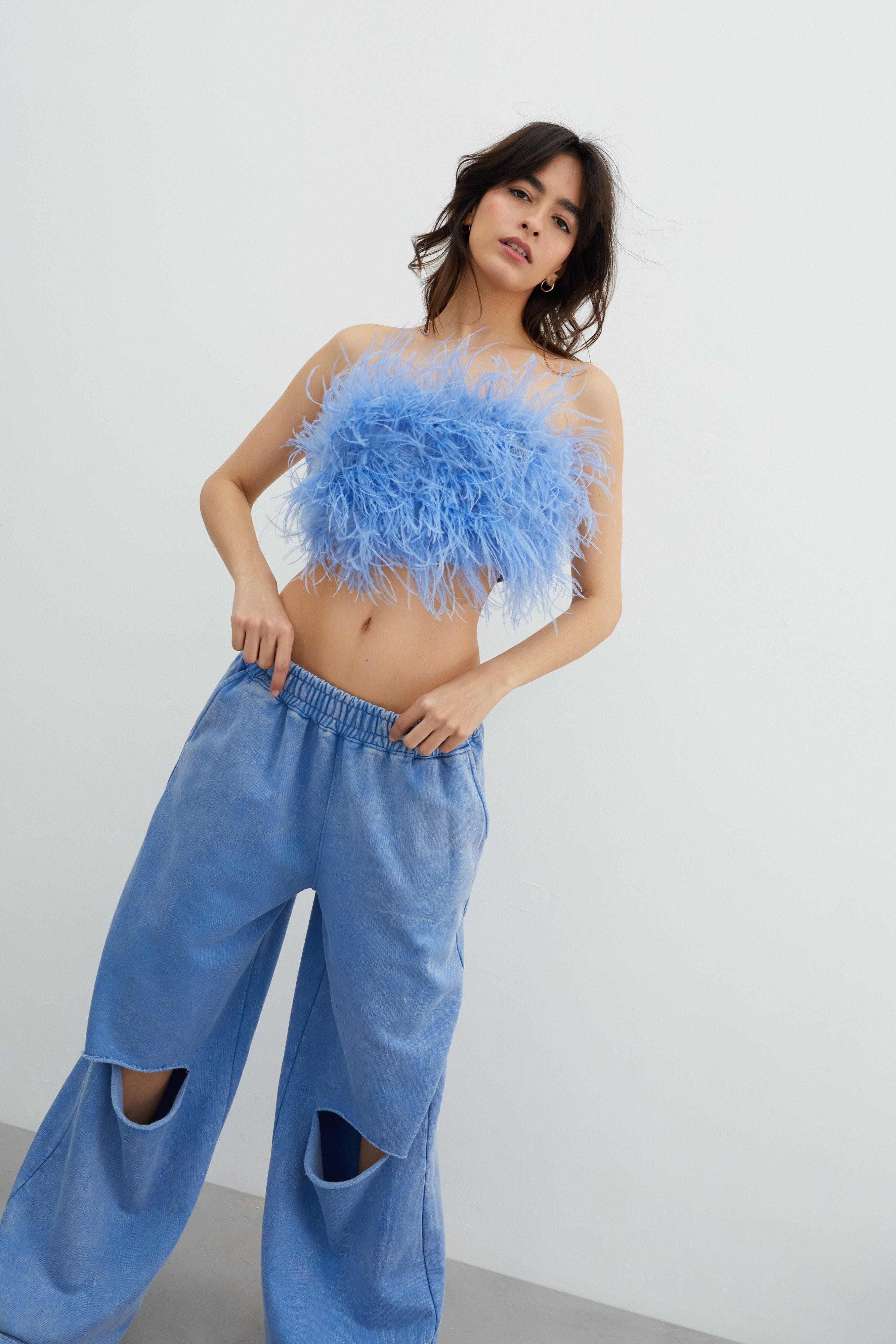 Feather Cropped Bandeau Corset Top | Nasty Gal (US)