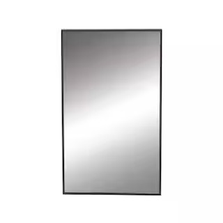 Litton Lane 32 in. x 18 in. Rectangle Framed Black Wall Mirror with Thin Minimalistic Frame 60151... | The Home Depot