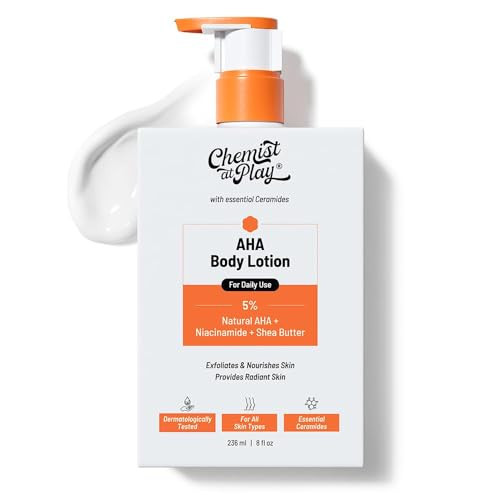 Chemist at Play AHA Body Lotion with 5% Natural AHA, Niacinamide, Shea Butter | For Exfoliating Dry & Dead Skin Cells, Deep Nourishment & Radiant Skin | AHA Lotion | 236ml | Amazon (US)