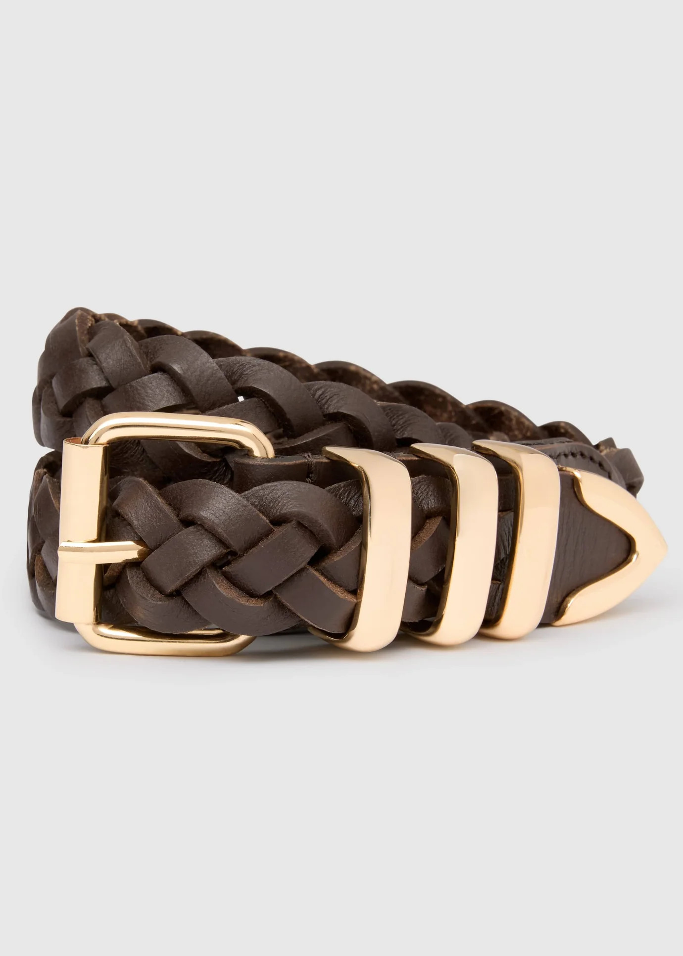 WOVEN LEATHER BELT - BROWN | WAT The Brand