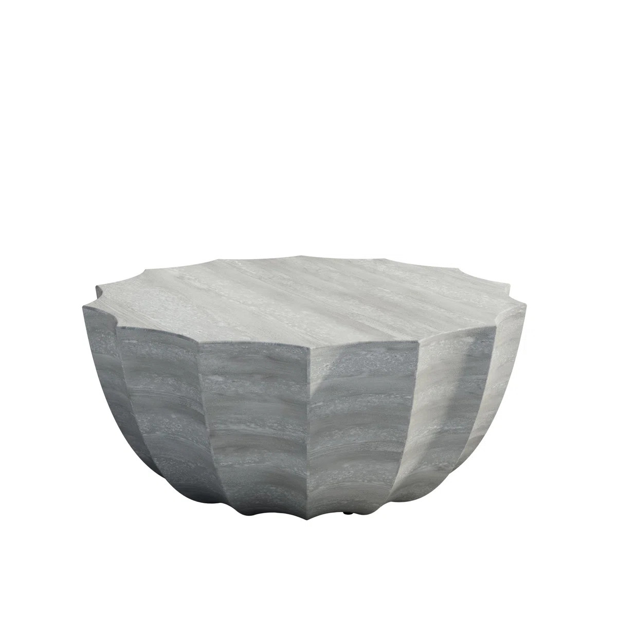 35.14" Modern Round Marble White Waterproof Cement Coffee Table, Suitable For Gardens And Patios,... | Wayfair North America