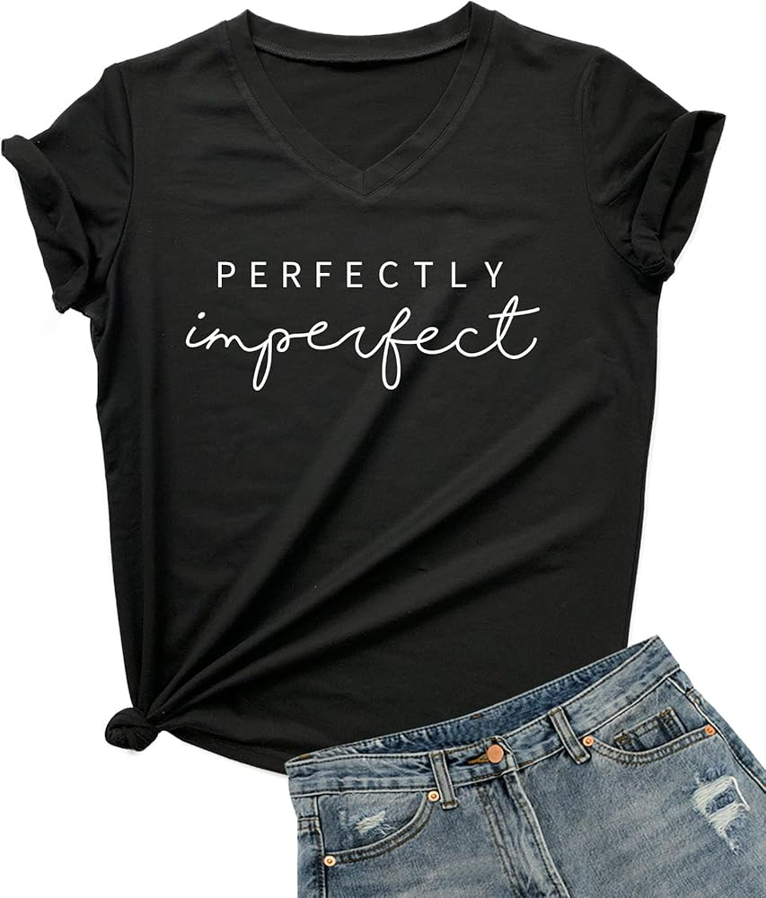 DANVOUY Womens V-Neck Letter Print T-Shirt Funny Graphic T Shirt Short Sleeve Tops | Amazon (US)