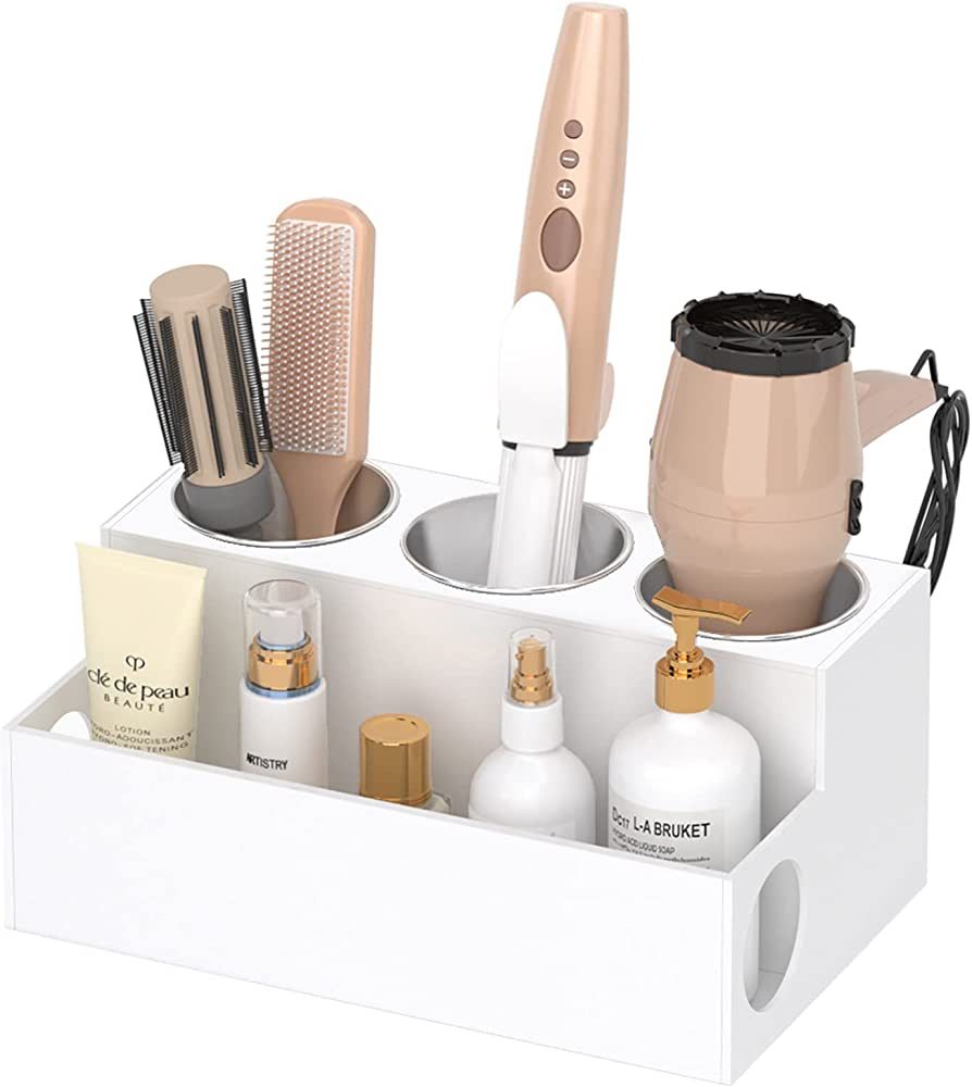 Amazon.com: NIUBEE Hair Tool Organizer, White Acrylic Bathroom Countertop Hair Dryer and Styling ... | Amazon (US)