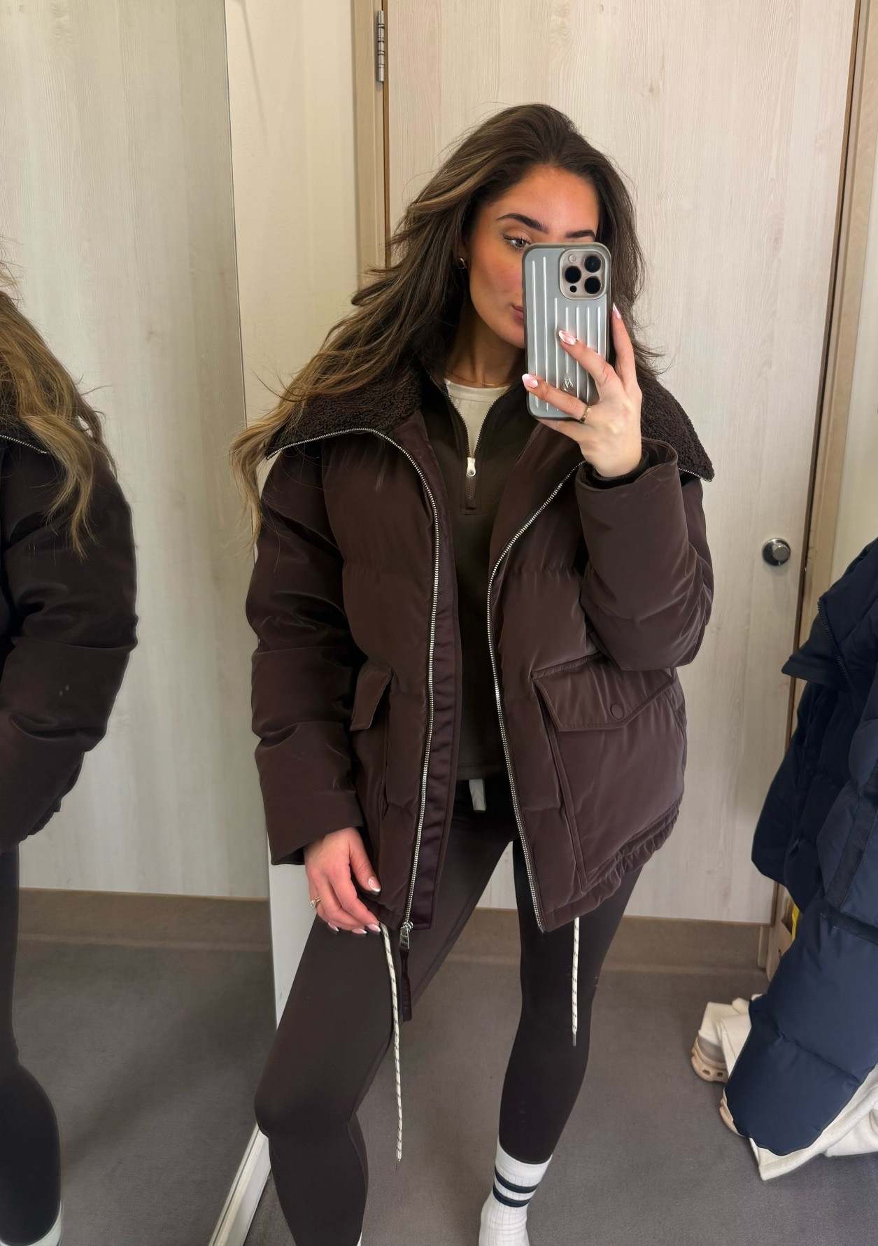 Stunning winter jacket - the texture is so smooth (not shiny) but not matte. Beautiful 🤩 

I tried on a M here. As you can see it’s too big so I’d wear S or XS in this  

#LTKfitness #LTKwinter #LTKuk