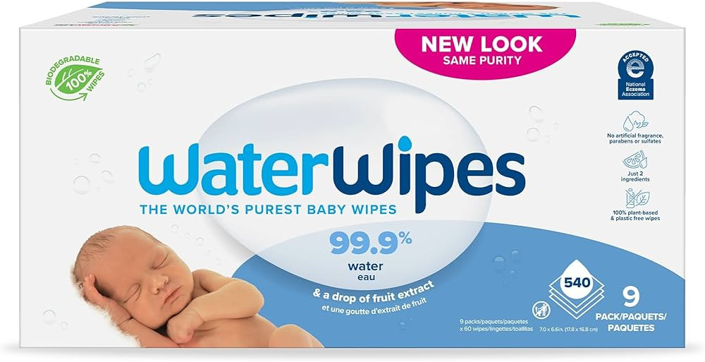 WaterWipes Plastic-Free Original Baby Wipes, 99.9% Water Based Wipes, Unscented & Hypoallergenic ... | Amazon (US)