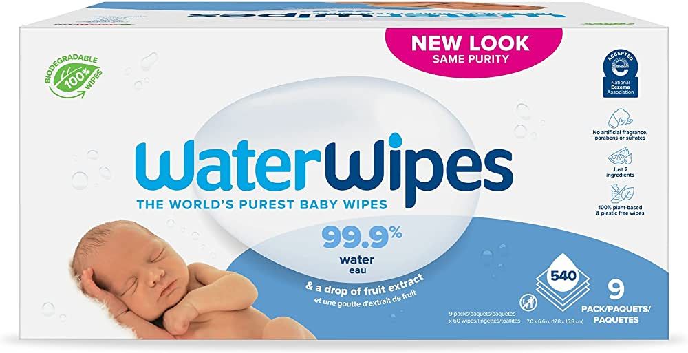 WaterWipes Plastic-Free Original Baby Wipes, 99.9% Water Based Wipes, Unscented & Hypoallergenic ... | Amazon (US)