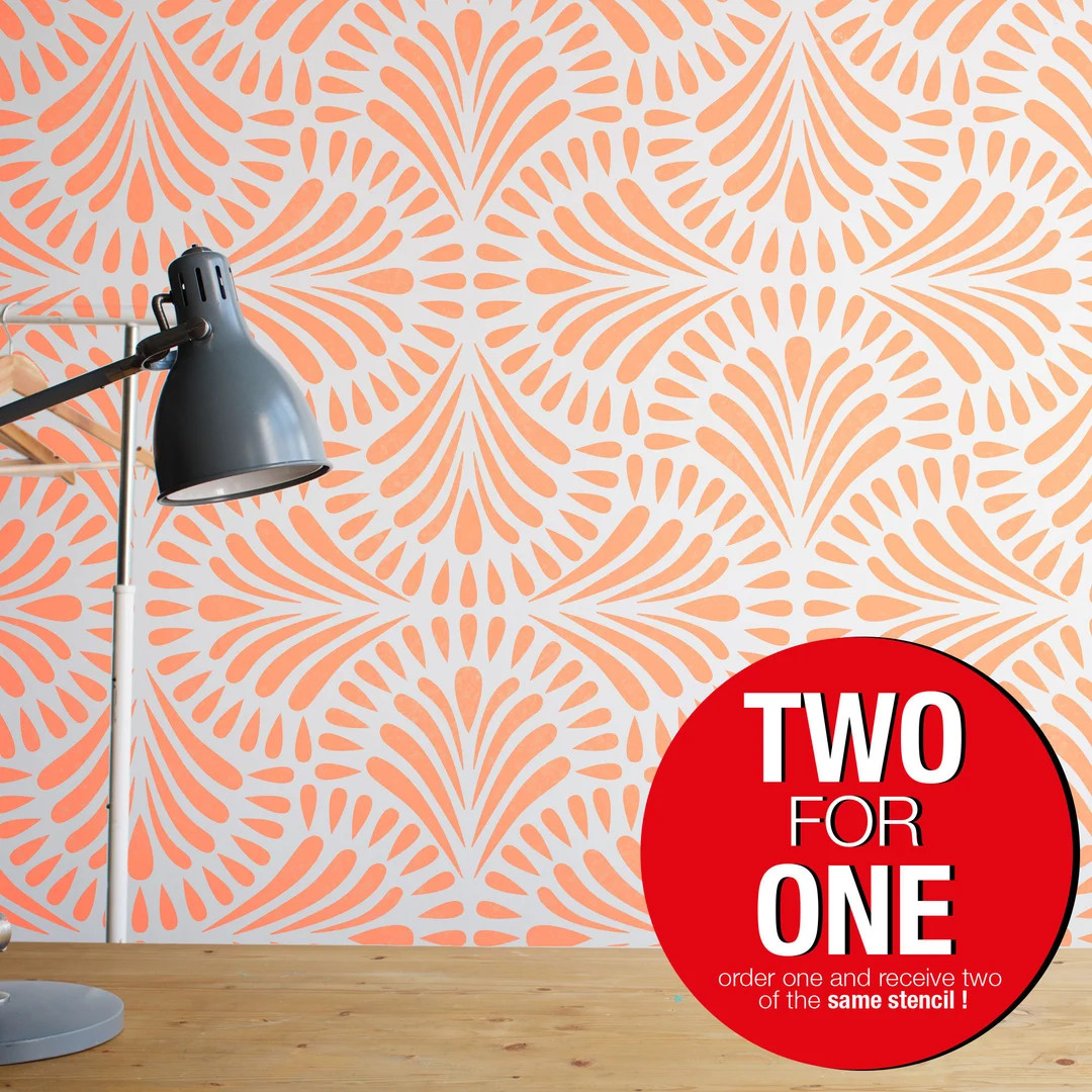 Zeugma Flowers Stencil, LARGE WALL STENCIL, Modern Wall Stencils for Painting, Stencils for Walls... | Etsy (US)