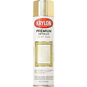 Krylon K01000A07 Premium Metallic Spray Paint Resembles Actual Plating, 18K Gold, 8 oz | Amazon (US)