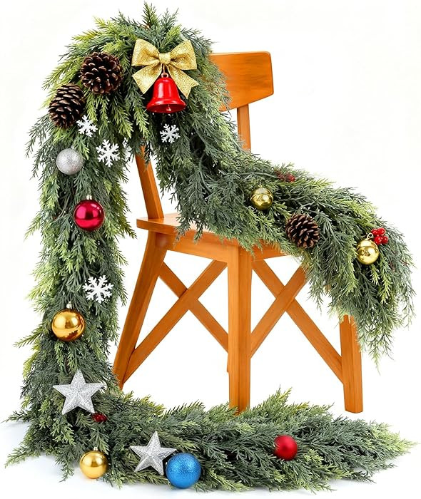 Real Touch Christmas Cedar Garland-6ft Artificial Garlands Faux Cedar Fake Pine Needles Garland f... | Amazon (US)