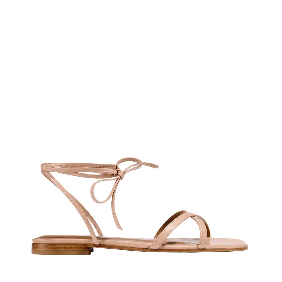 The Wrap Sandal in Rose Nappa | Over The Moon
