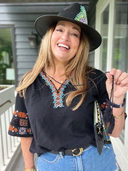 The cutest bohemian blouse for Summer! I love the embroidery and tassels . Its giving vacation vibes. I love it with a good pair of denim frayed shorts and a fun hat from Mexico. 

#LTKstyletip #LTKmidsize #LTKtravel