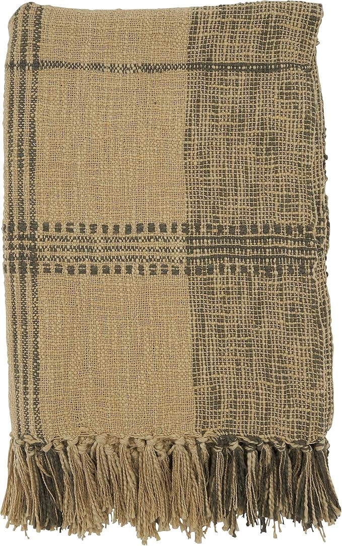 SARO LIFESTYLE Cotton Plaid Throw, Natural, 50"" x70 (TH109.N5070) | Amazon (US)