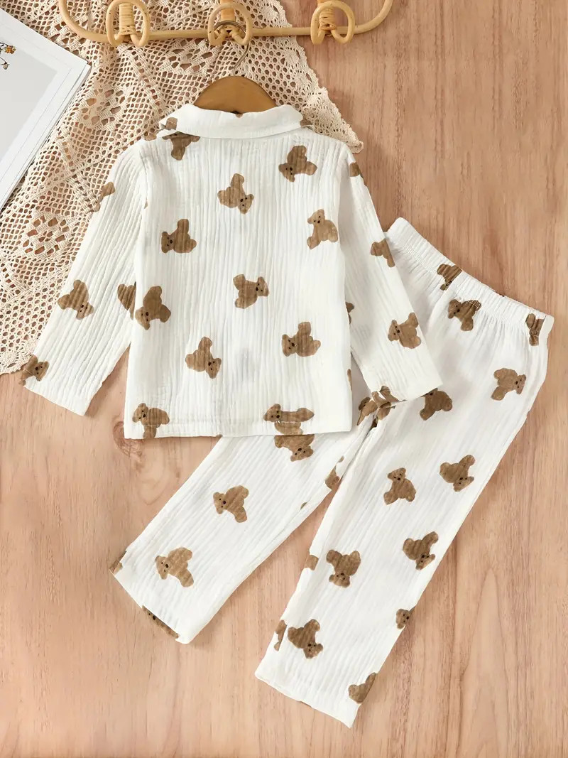 Baby Cotton Cute Bear Cartoon Graphic Gauze Pajamas Set Boys - Temu | Temu Affiliate Program