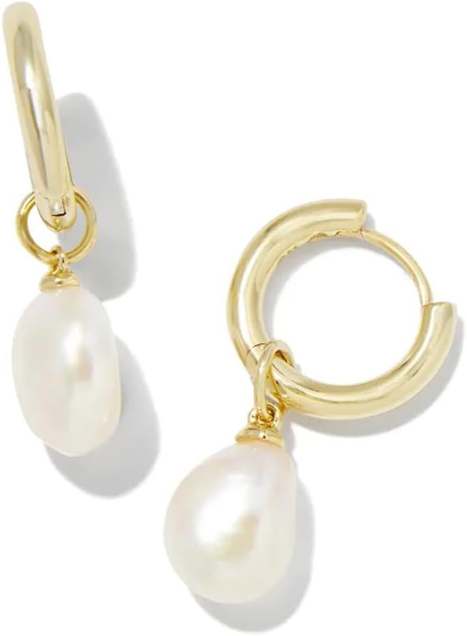 Kendra Scott Willa Huggie Earrings Gold/White Pearl One Size | Amazon (US)