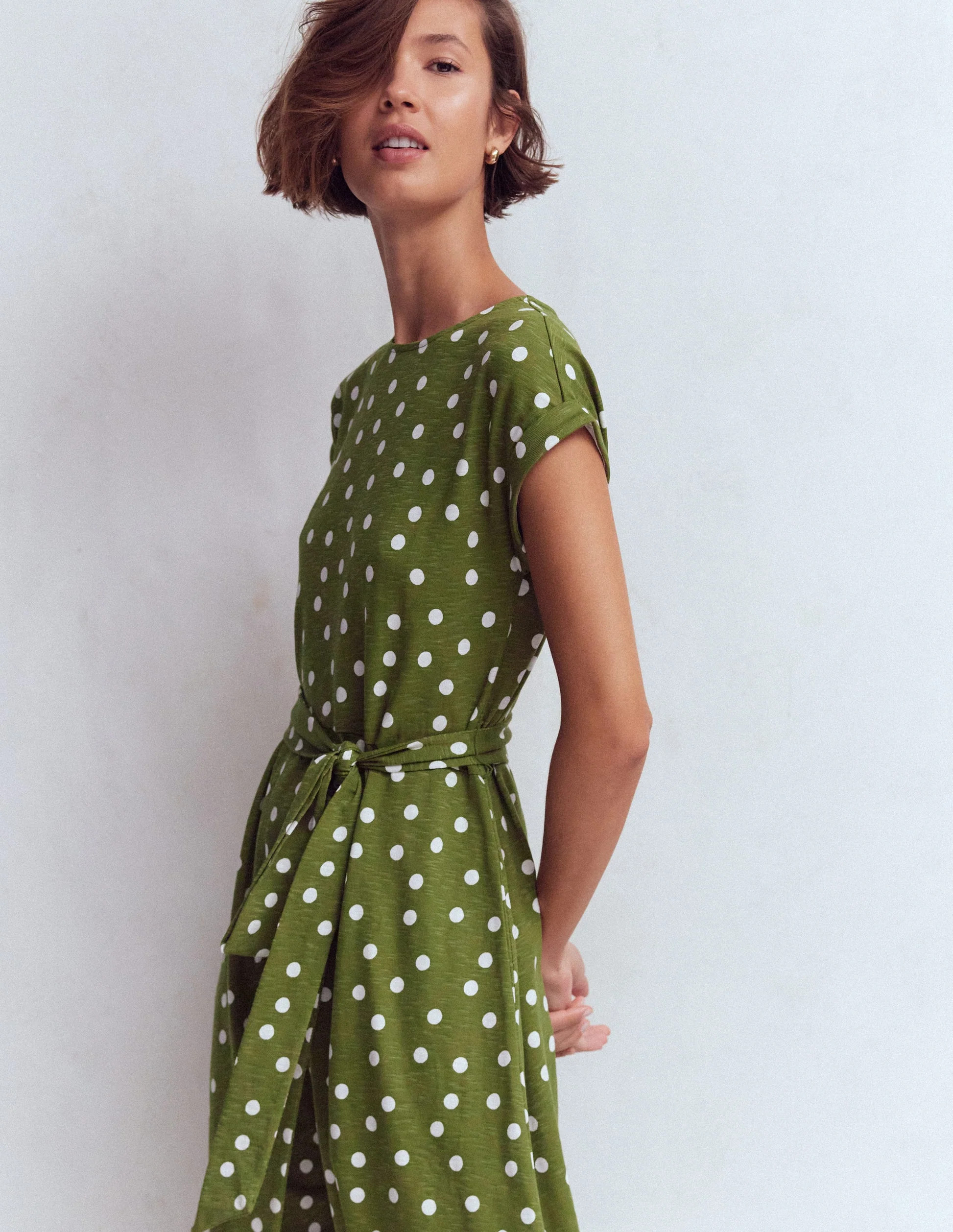 Eve Jersey Midi Dress-Olive, Painted Dot Spaced | Boden (US)