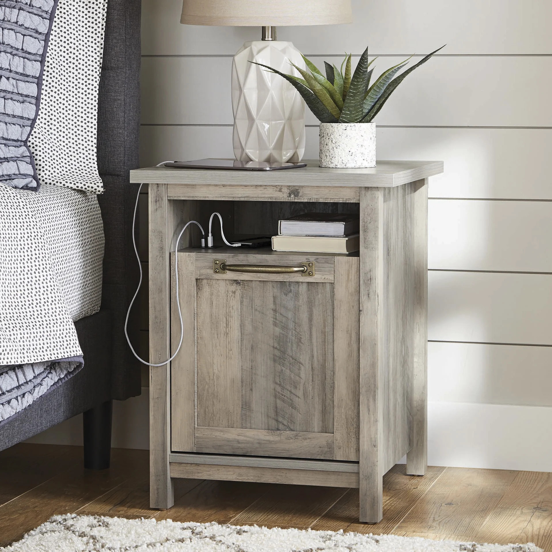Better Homes & Gardens Modern Farmhouse USB Nightstand, Rustic Gray | Walmart (US)