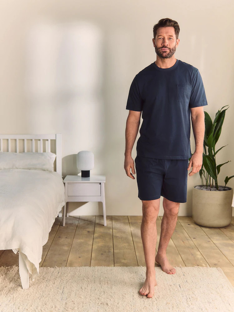 Navy Blue Jersey Short Pyjamas Set | Next EU