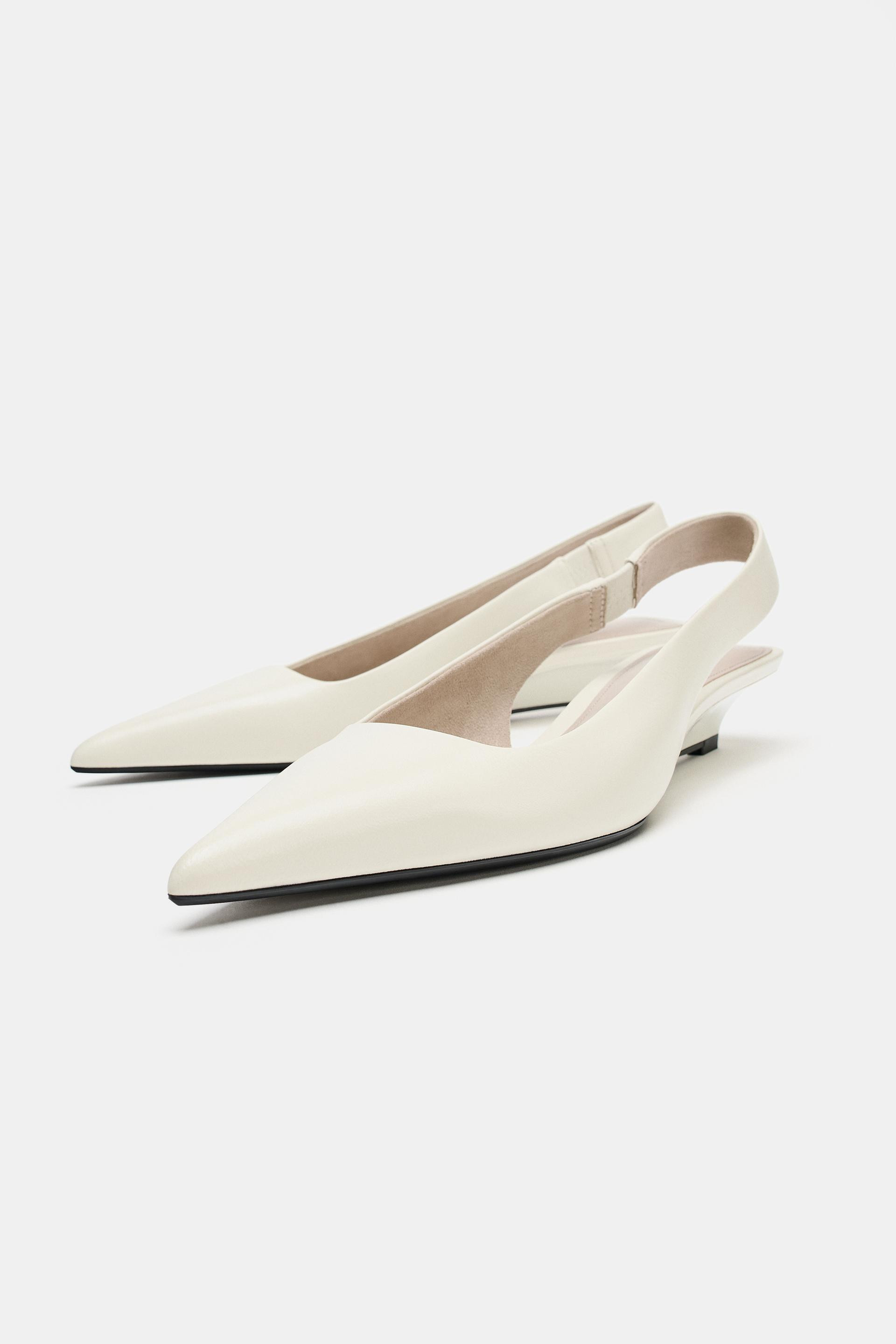 LEATHER SLINGBACK MINI WEDGE SHOES | Zara AU