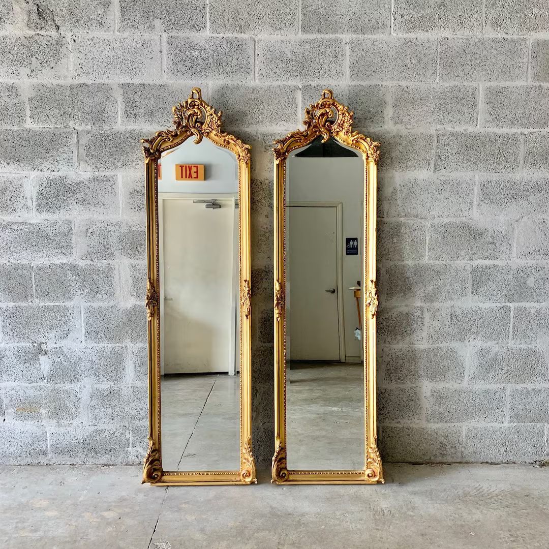 Vintage Mirror *2 Left In Stock* Refinished in Gold Leaf 70"H Vintage Furniture Antique Baroque M... | Etsy (US)