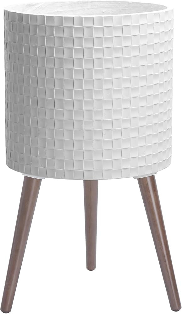 D'vine Dev 14 Inch Modern Geometric Tile Patterned Sleek Planter Pot with Stand, Indoor Outdoor D... | Amazon (US)