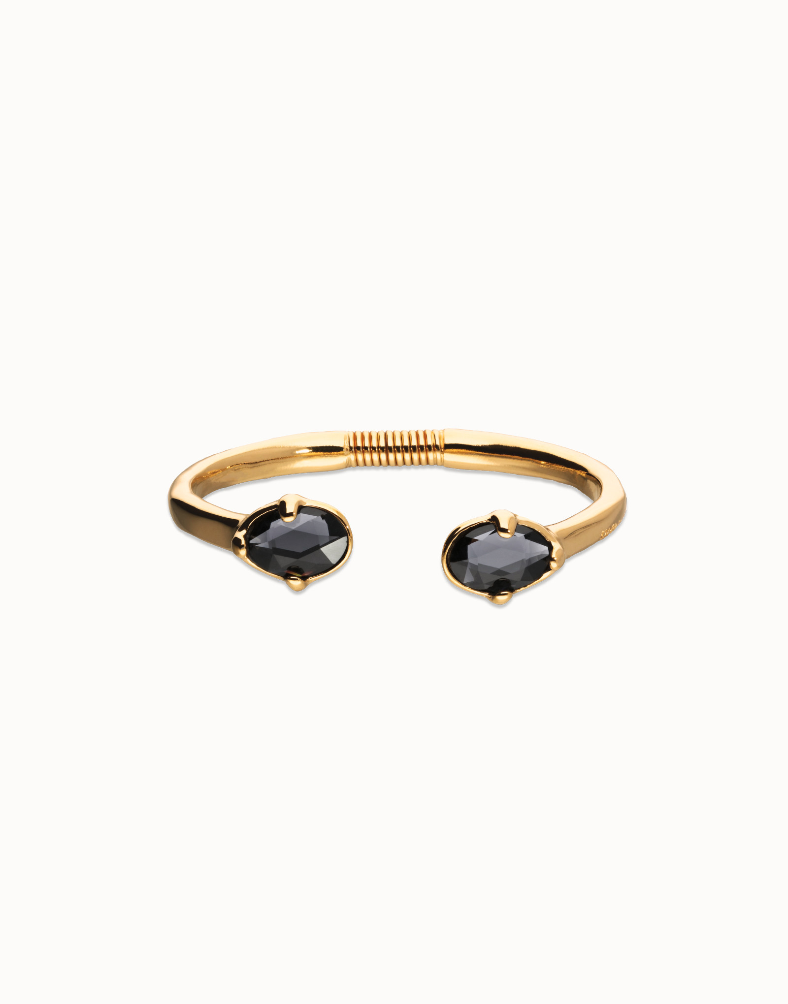 Bangle bracelet with two faceted black oval crystals | UNOde50