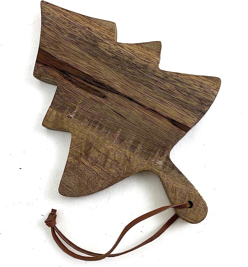 Mango Wood Christmas Tree Cutting Board with Leather Tie | Amazon (US)