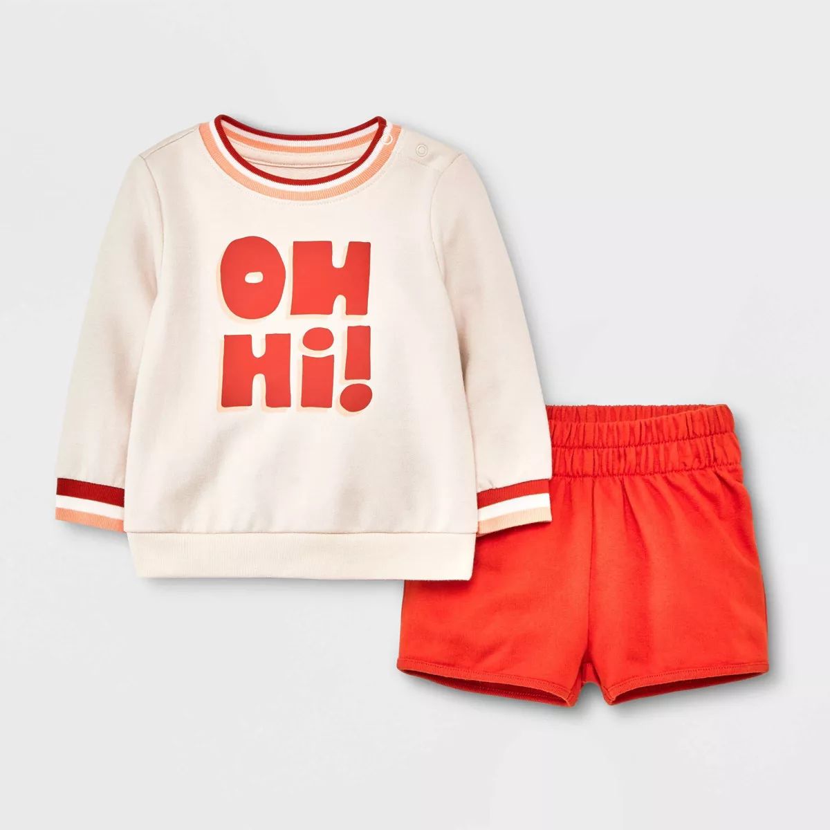 Baby 'Oh Hi!' Graphic Top & Bottom Set - Cat & Jack™ Off- White | Target