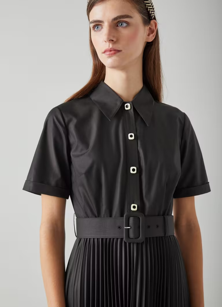 Cally Black Pleated Shirt Dress | L.K. Bennett (UK)